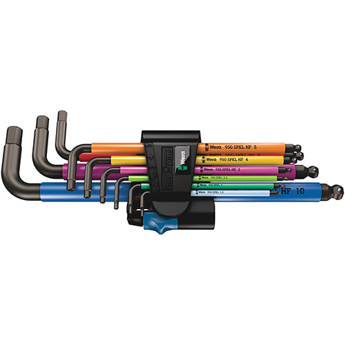 Wera 05022210001 950 SPKL/9 SM N HF Hex Key Set 1.5-10 Long Ballend Multi 9pc