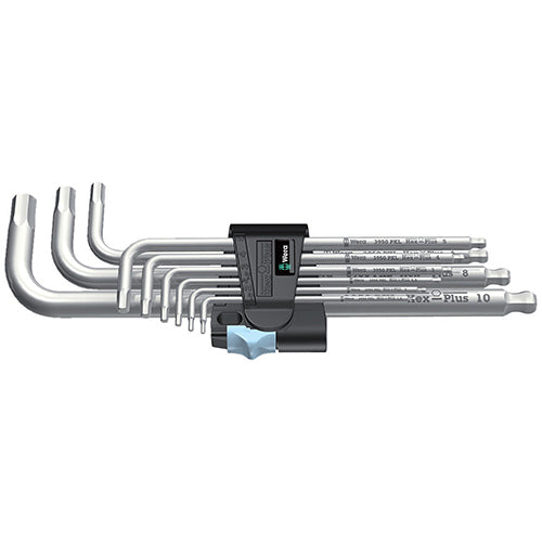 Wera 05022720001 3950PKL/9 Hex Key Set 1.5-10.0 Long Ballend Stainless 9pc