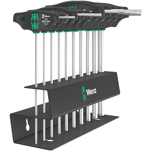 Wera 05023454001 454/10 Holding Function Imperial 2 Hex-Plus T-Handle Set With Metal Rack 10pc