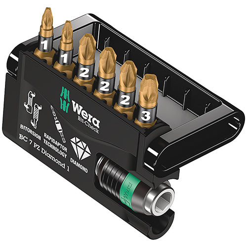 Wera 05057412001 Bitcheck 7 Pozidriv Diamond BDC 7pc