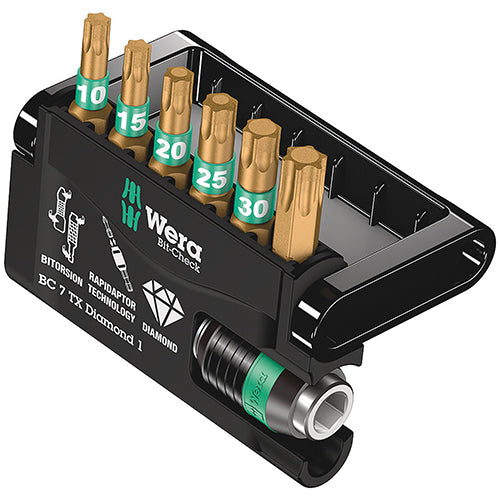Wera 05057415001 Bitcheck 7 Torx Diamond 1 BDC 7pc