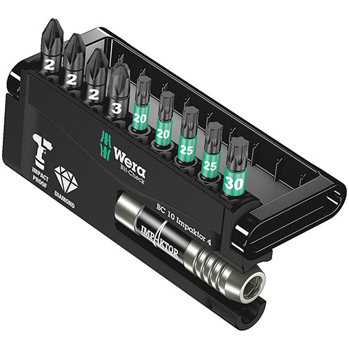 Wera 05057417001 Bitcheck 10 Impaktor 4 Pozidriv/Torx DC 10pc