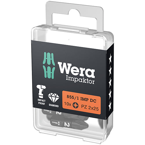 Wera 05057621001 855/1 DC Bit Pozidriv 2/25 Impaktor 10pc
