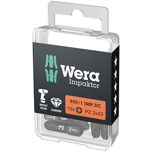 Wera 05057622001 855/1 DC Bit Pozidriv 3/25 Impaktor 10pc