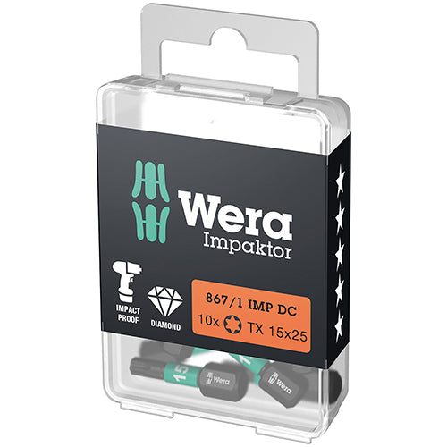 Wera 05057623001 867/1 DC Bit Torx 15/25 Impaktor 10pc