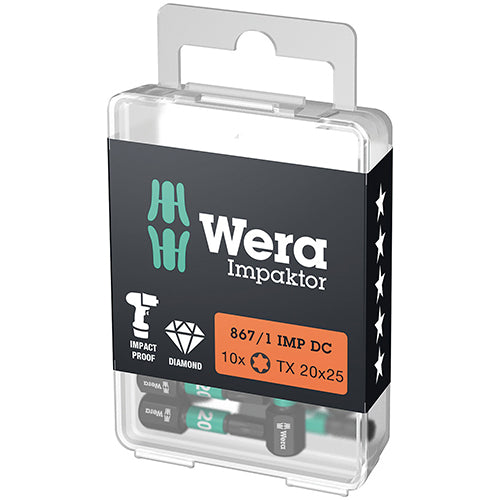 Wera 05057624001 867/1 DC Bit Torx 20/25 Impaktor 10pc