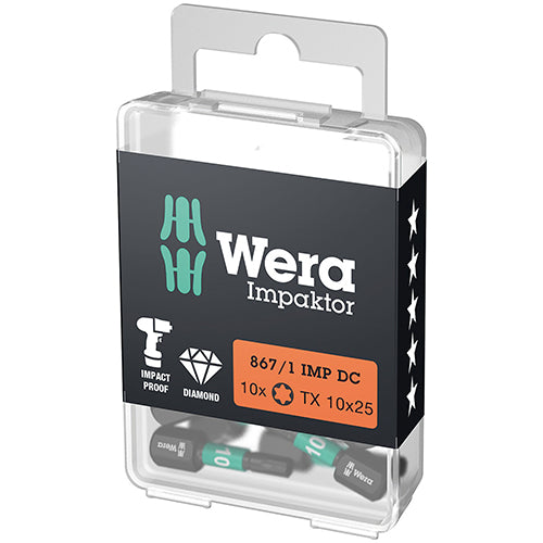 Wera 05057628001 867/1 DC Bit Tx10/25 Impaktor 10Pc