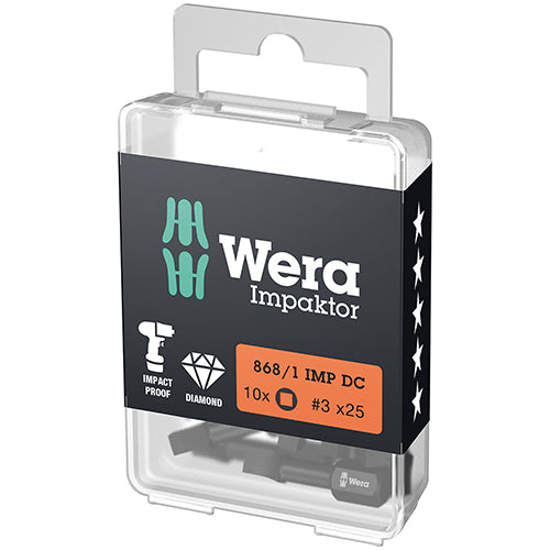 Wera 05057632001 868/1 DC Bit Square #3/25 Impaktor 10pc