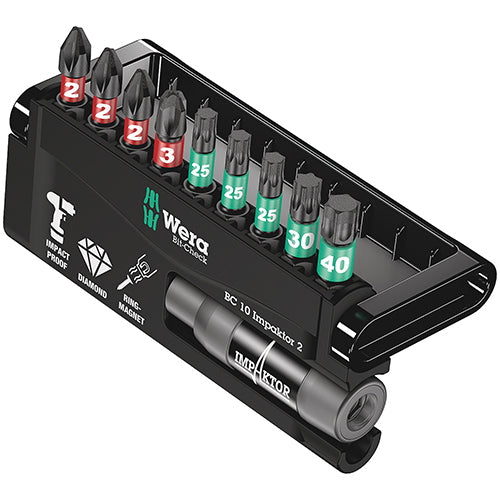 Wera 05057682001 Bitcheck 10 Impaktor 2 Phillips/Torx DC 10pc