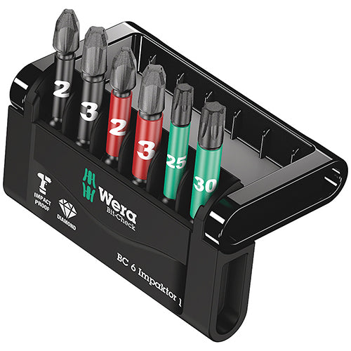 Wera 05057695001 Bitcheck 6 Impaktor 1 Phillips/Pozidriv/Torx IMP DC 6pc
