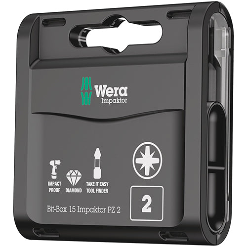Wera 05057763001 Bit-Box 15 Impaktor Pozidriv 2