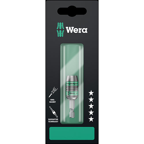 Wera 05073511001 887/4RR Bitholder 1/4"/57 Ringmagnet Rapidaptor Carded