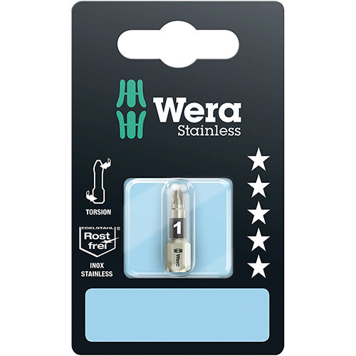 Wera 05073613001 3855/1 TS SB Bit Pozidriv 1/25 Stainless Torsion Carded