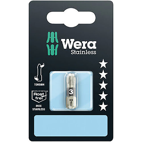 Wera 05073615001 3855/1 TS SB Bit Pozidriv 3/25 Stainless Torsion Carded