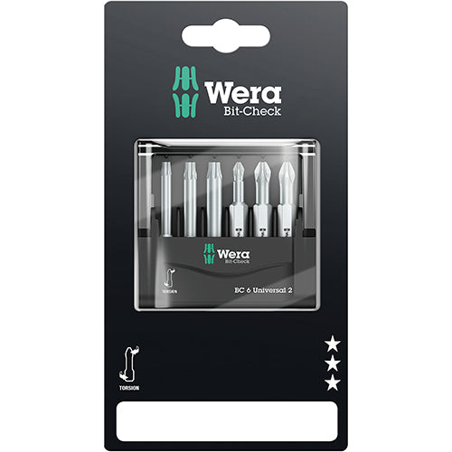 Wera 05073638001 Bitcheck 6 Universal 2 SB Phillips/Pozidriv/Torx Z 6pc Carded