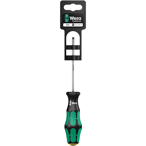 Wera 05100043001 335 SB Screwdriver Slotted 0.8/4.0/100 Kraftform Plus Hangered