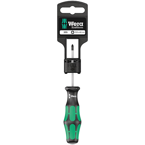 Wera 05100055001 355 SB Screwdriver Pozidriv 0/60 Kraftform Plus Hangered