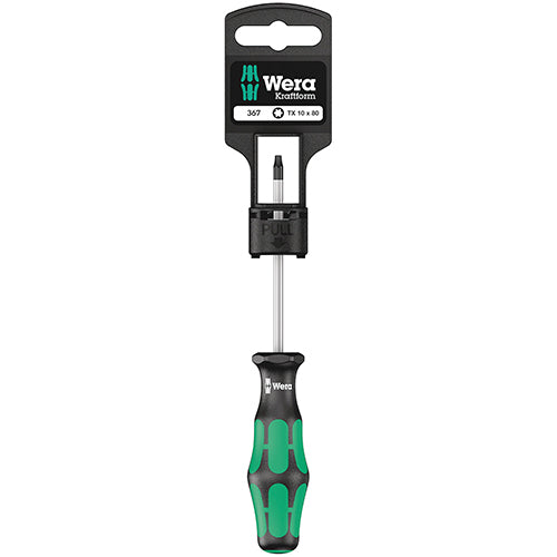 Wera 05100060001 367 SB Screwdriver Torx 10/80 Kraftform Plus Hangered