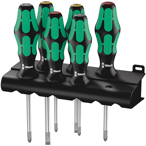 Wera 05105622001 335/350/355/6 Screwdriver Set Slotted/Phillips/Pozidriv Kraftform Plus 6pc