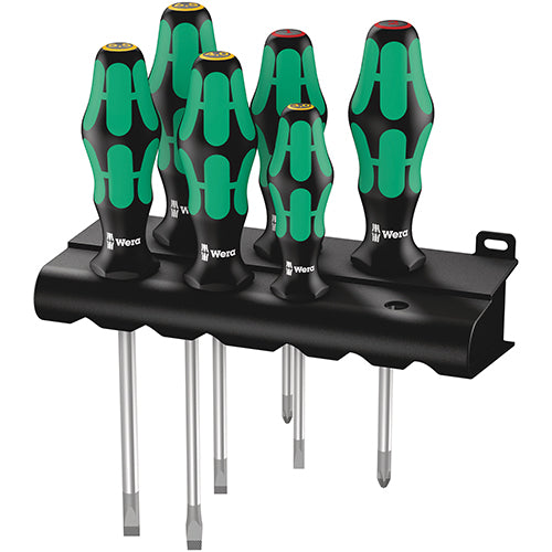 Wera 05105650001 334/6 Screwdriver Set Slotted/Phillips Kraftform Plus 6pc