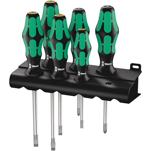 Wera 05105656001 334/355/6 Screwdriver Set Slotted/Pozidriv Kraftform Plus 6pc