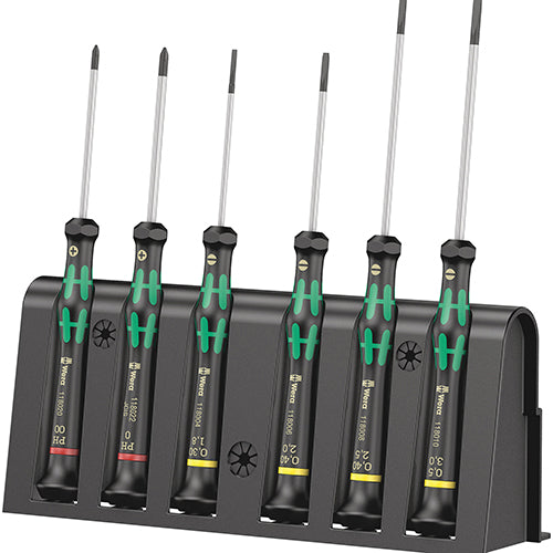 Wera 05118150001 2035/6A Screwdriver Set Slotted/Phillips Kraftform Micro 6Pc