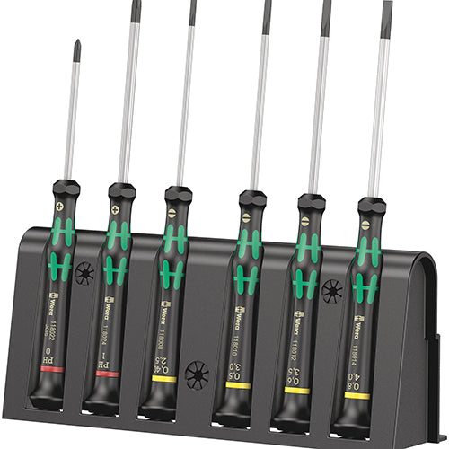 Wera 05118152001 2035/6B Screwdriver Set Slotted/Phillips Kraftform Micro 6Pc