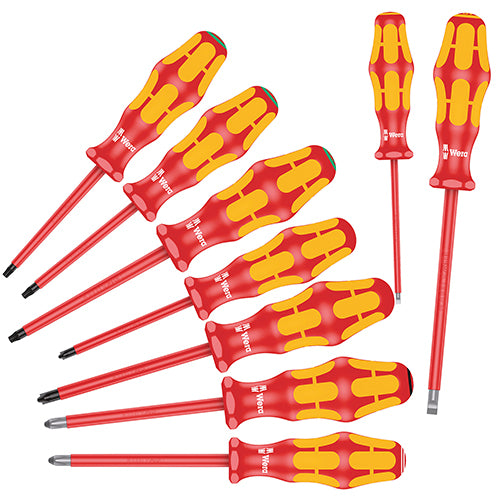 Wera 05133355001 160i/162i/167i/9 VDE Screwdriver Set Slotted/Phillips/Torx Kraftform Plus 9pc