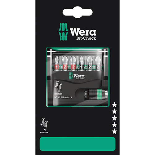 Wera 05136385001 Bitcheck 12 Bitorsion 1 SB Pozidriv/Phillips/Torx BTZ 12pc