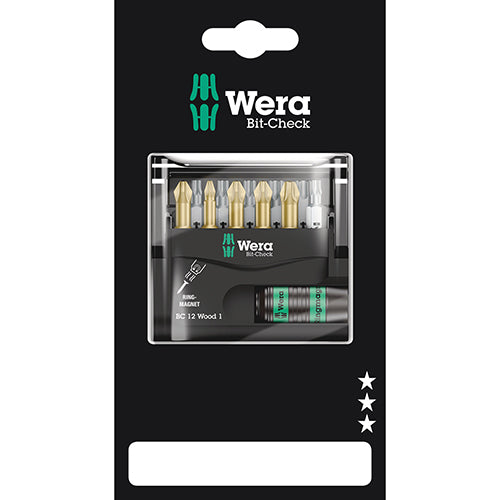 Wera 05136390001 Bitcheck 12 Wood 1 SB Pozidriv/Phillips/Torx TH 12pc