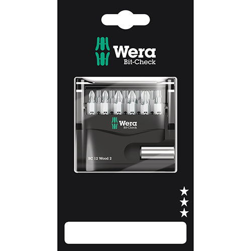 Wera 05136391001 Bitcheck 12 Wood 2 SB Pozidriv/Phillips/Torx Z 12pc