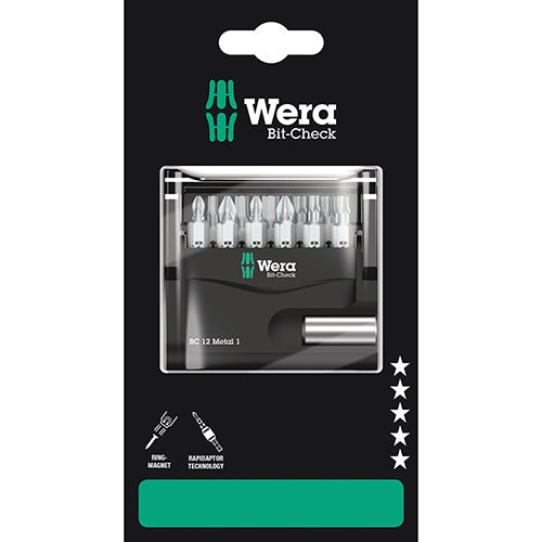 Wera 05136393001 Bitcheck 12 Metal 1 SB Pozidriv/Phillips/Torx/Hex Z 12pc