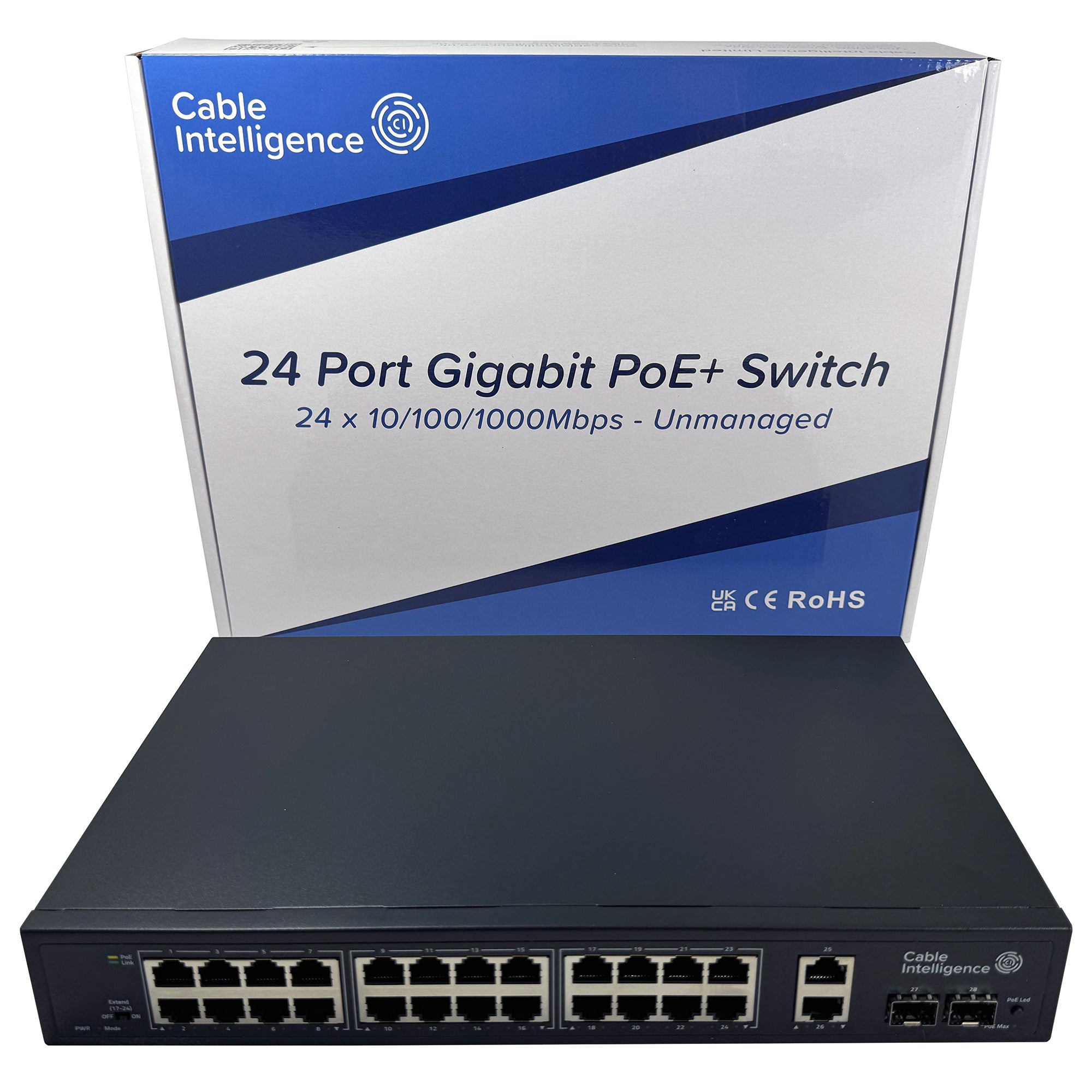 Cable Intelligence 24 Port Gigabit Intelligent PoE+ Switch With 2 x 1G SFP Ports