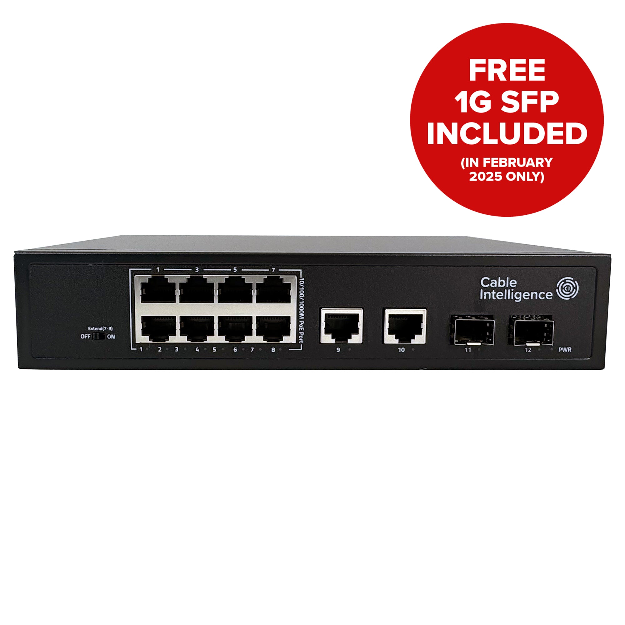 Cable Intelligence 8 Port Gigabit Intelligent PoE+ Switch With 2 x 1G SFP Ports