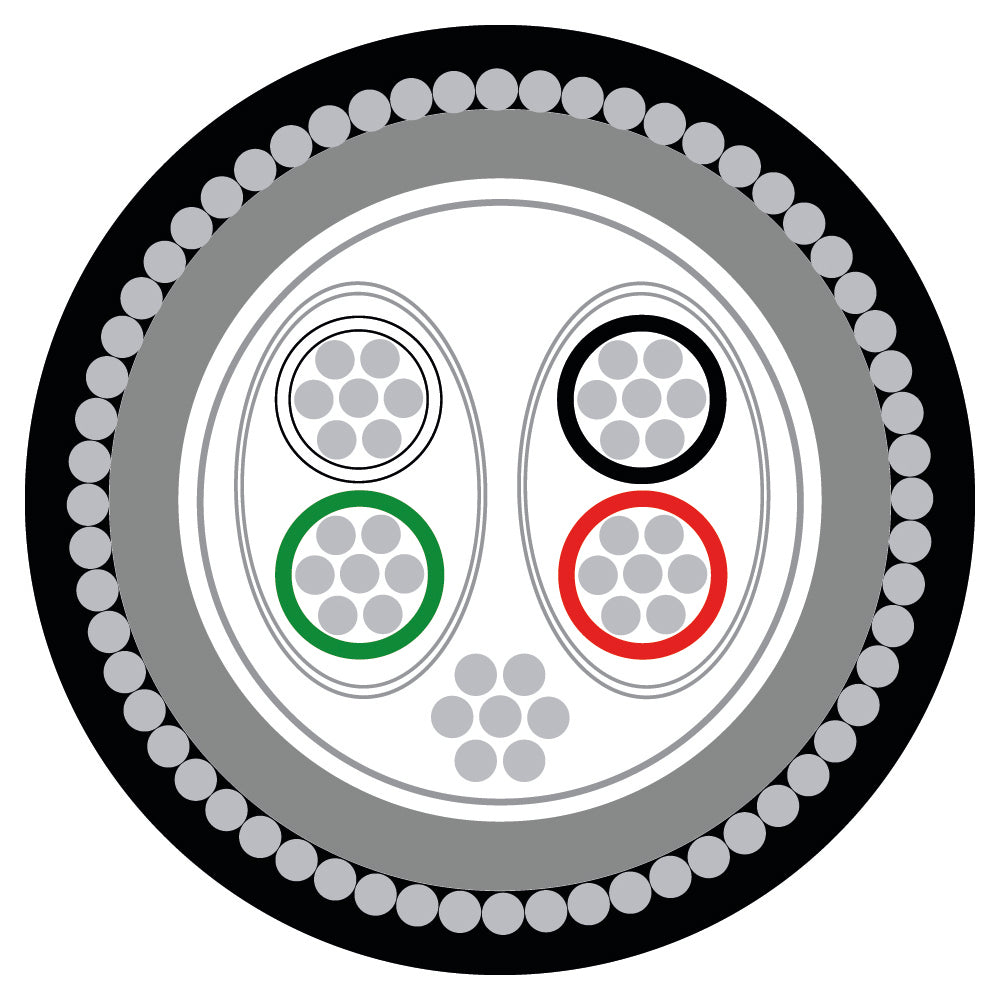 Black Armoured 22AWG SWA 2 Pair LSZH Fca Type 8723 Belden Equivalent Cable 100m
