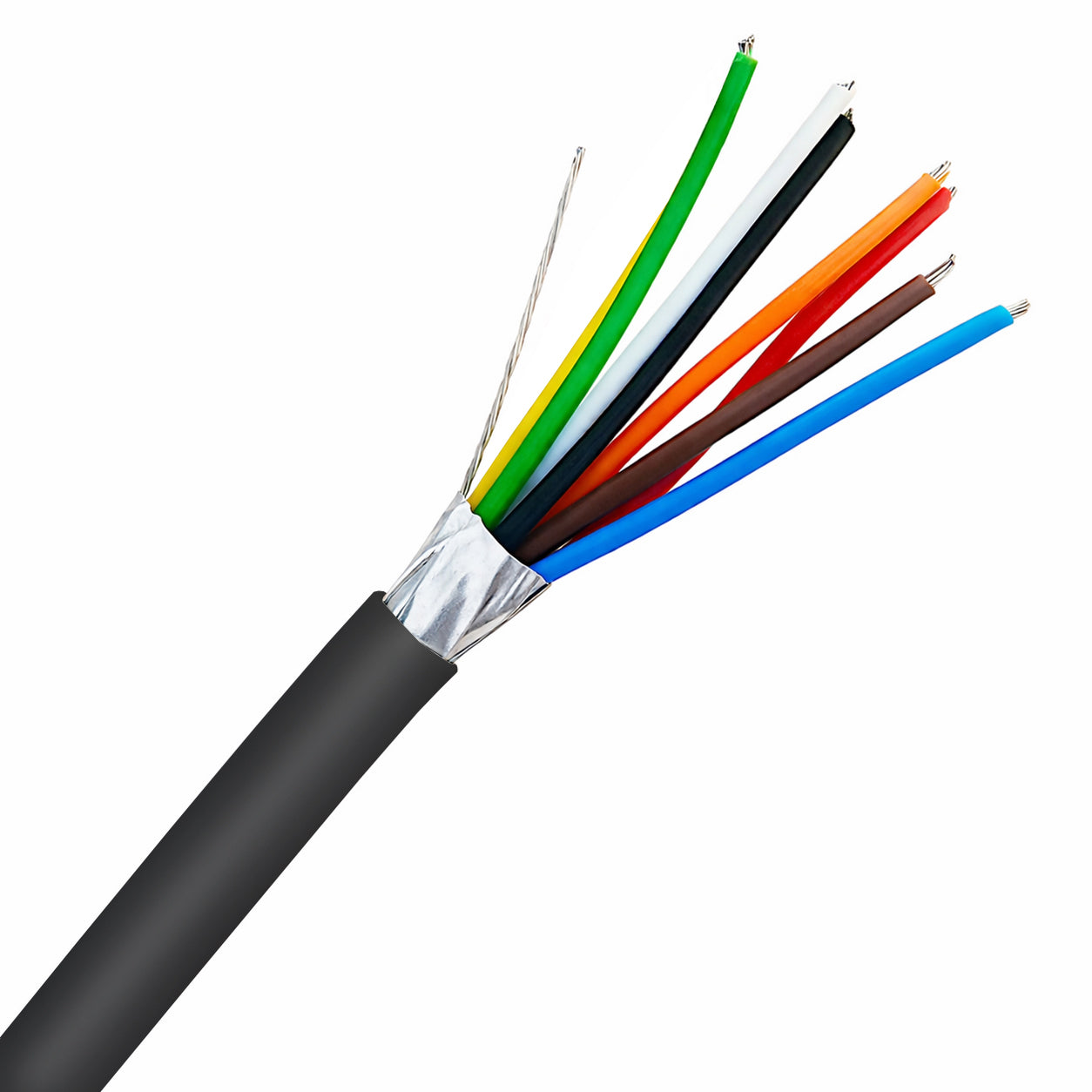 Black 8 Core Screened External UV PE Alarm Cable 100m