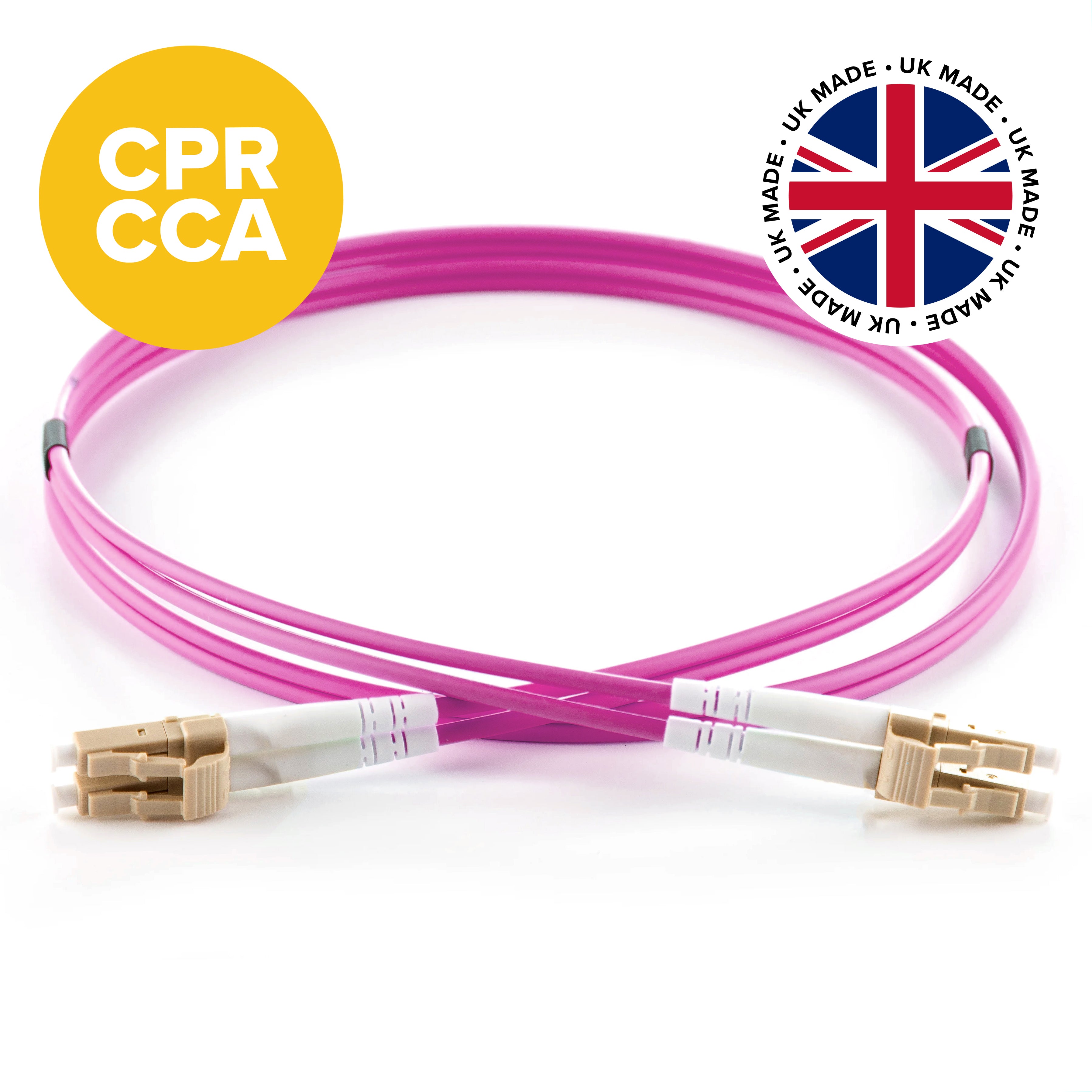 UK Made OM4 Multimode Duplex LC-LC Cca-s1a,d1,a1 3.0mm Fibre Optic Patch Lead