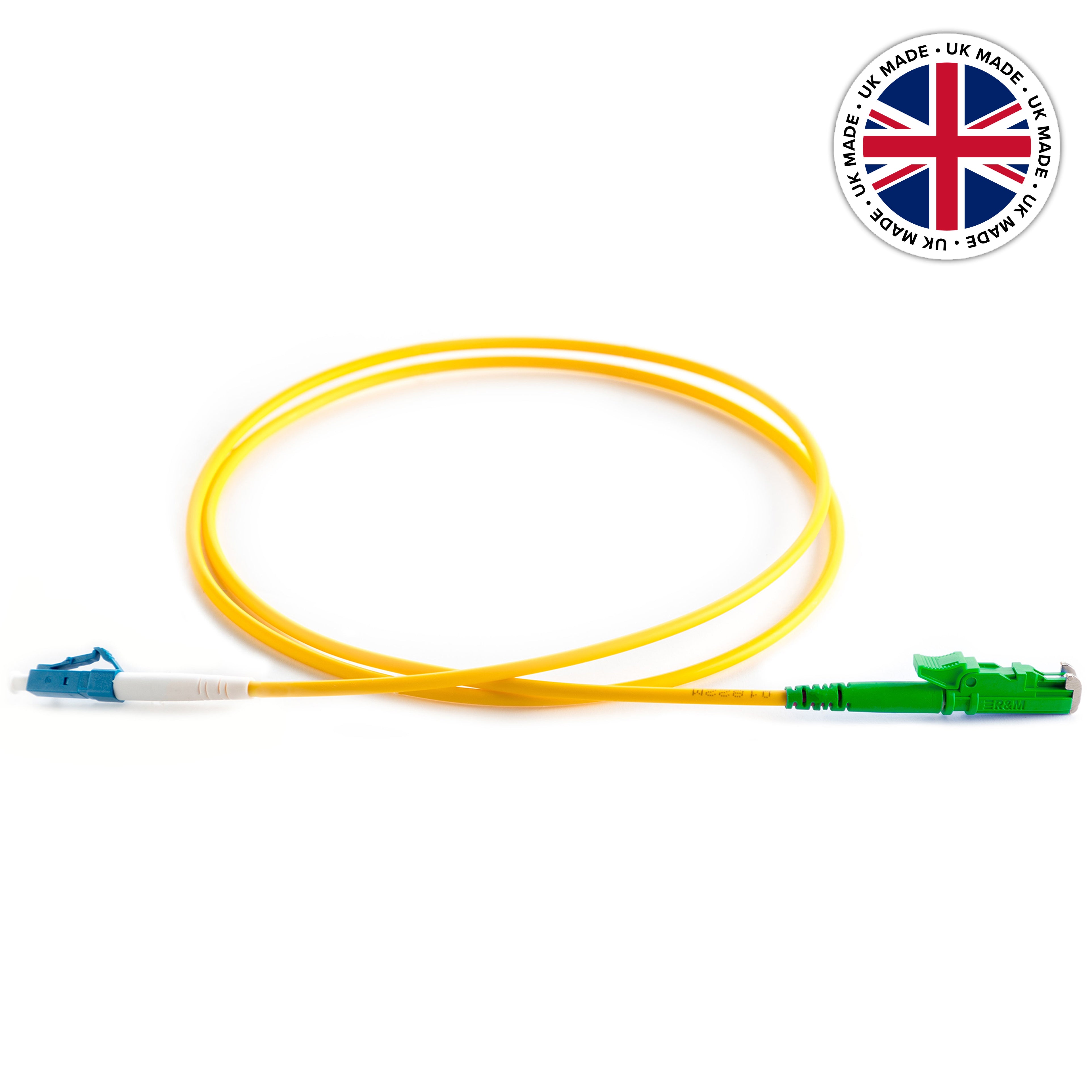 UK Made OS2 9/125 Singlemode Simplex LC-E2000/APC LSZH Fibre Patch Lead