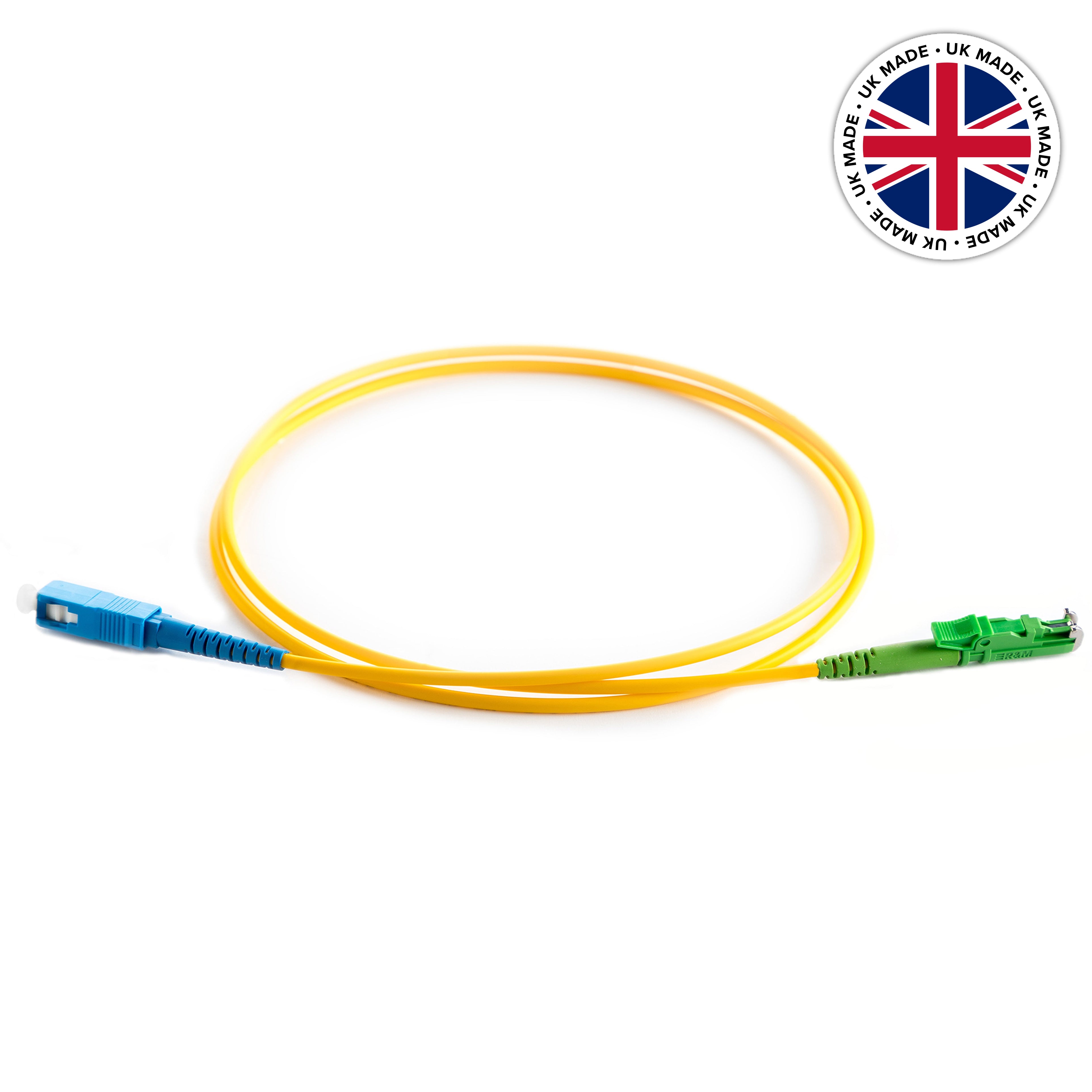 UK Made OS2 9/125 Singlemode Simplex SC-E2000/APC LSZH Fibre Patch Lead