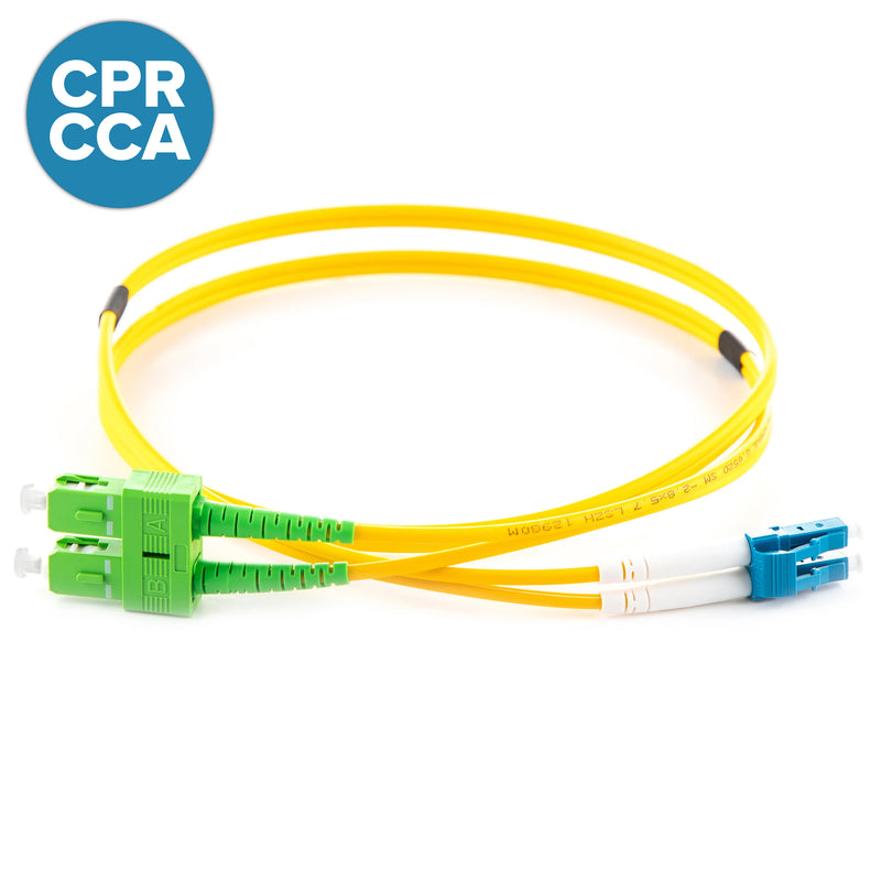 Standard OS2 Singlemode Duplex LC-SC/APC Cca-s1b,d0,a1 Fibre Optic Patch Lead Yellow