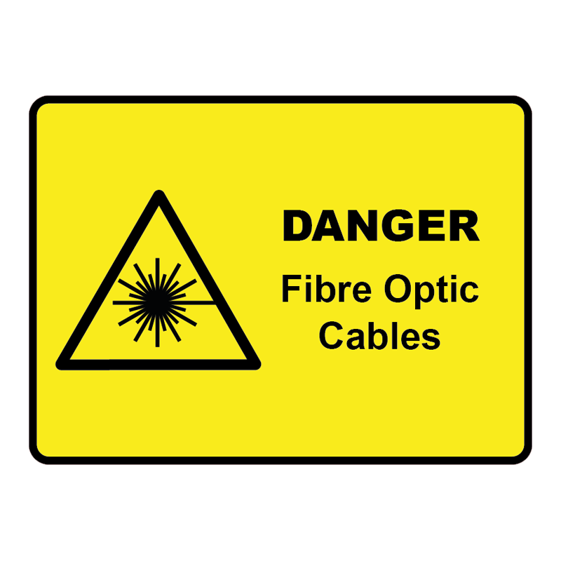 'Danger Fibre Optic Cables' Sticker Labels 75x55mm (Pack of 24)