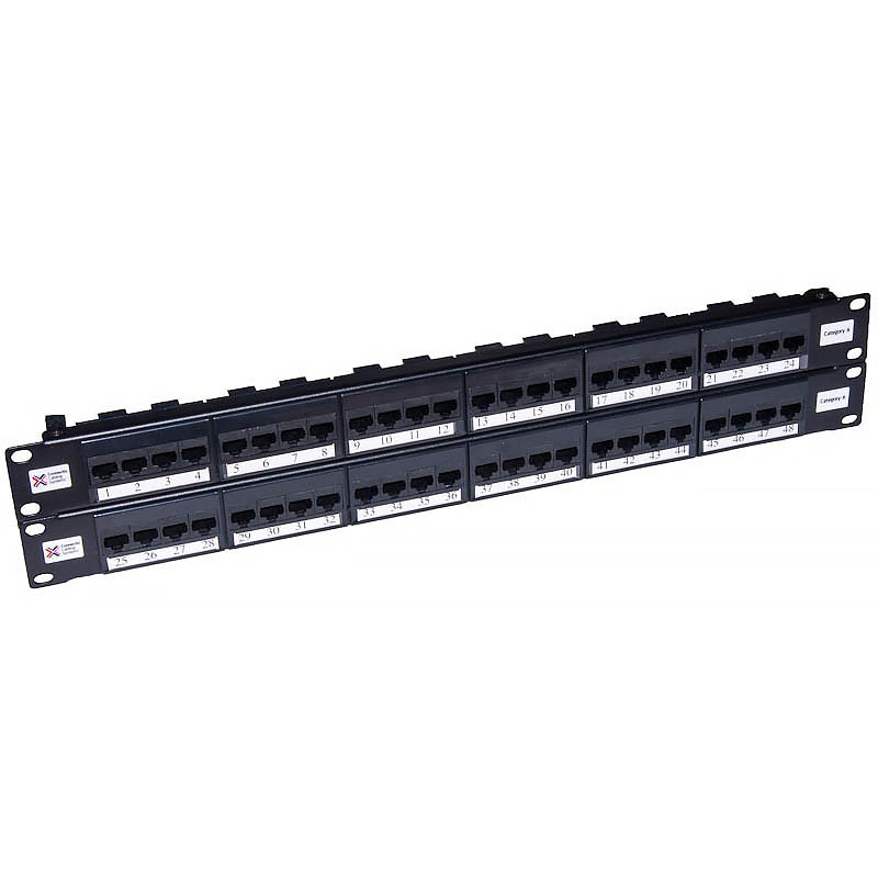 Connectix 48 Port Cat5e UTP Elite Patch Panel 2U Black