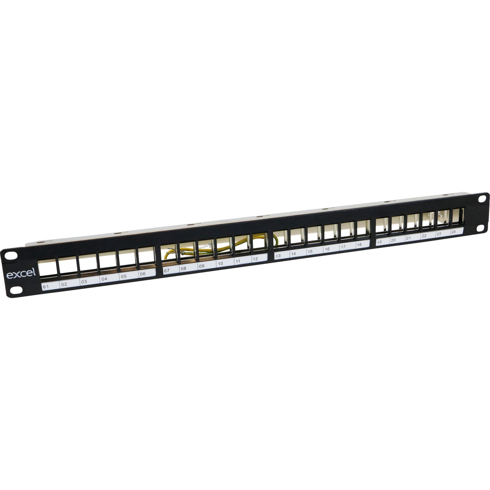 Excel 24 Port Unloaded Keystone Patch Panel 1U Black