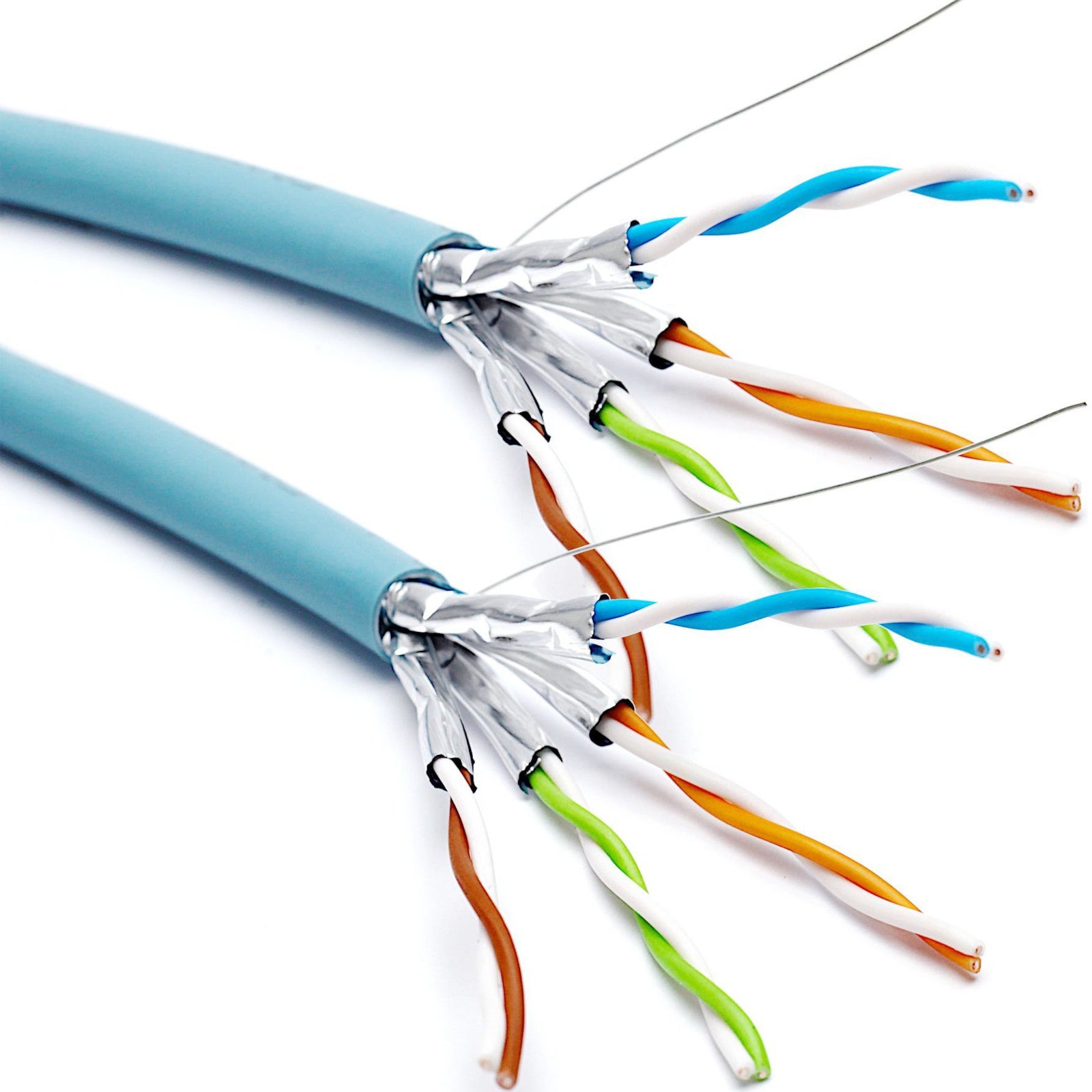 Ice Blue Excel Dual Cat6a F/FTP LSZH Dca-s2,d2,a1 Solid Cable 500m