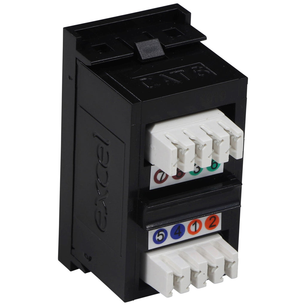 Single Rj45 Euro Module Excel Cat6 UTP RJ45 Euro Module Black (100-298)