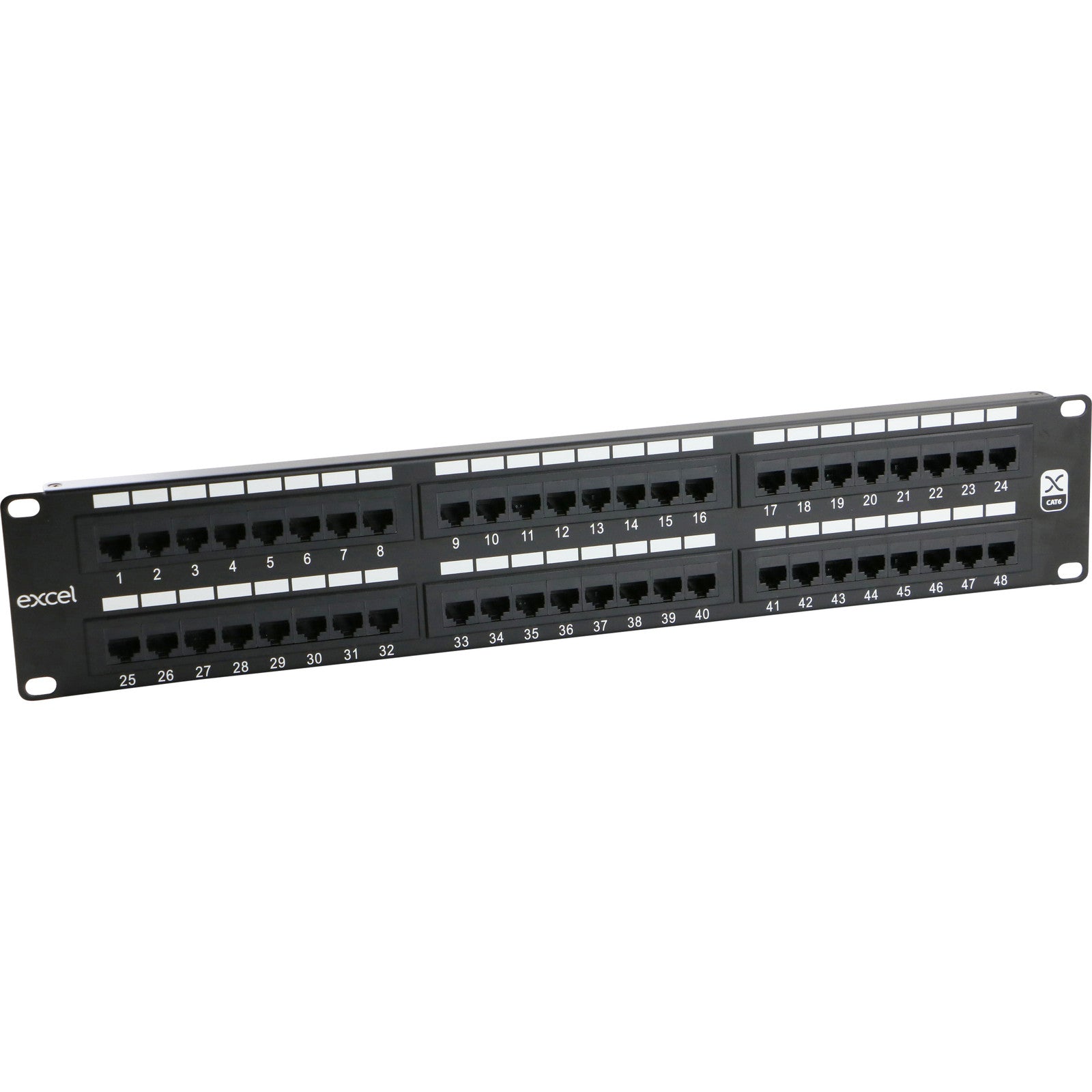 Excel 48 Port Cat6 UTP Patch Panel 2U Black