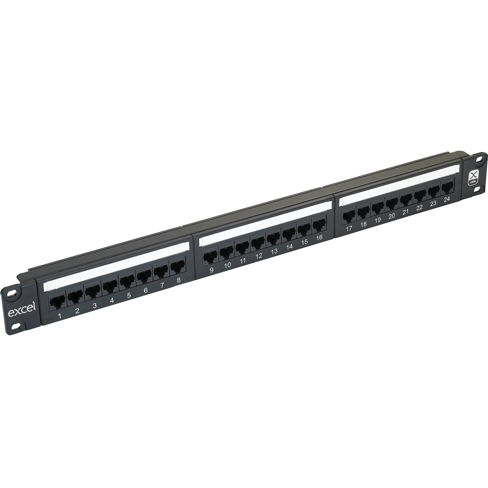 Excel 24 Way Plus Cat6 UTP Patch Panel 1U Black