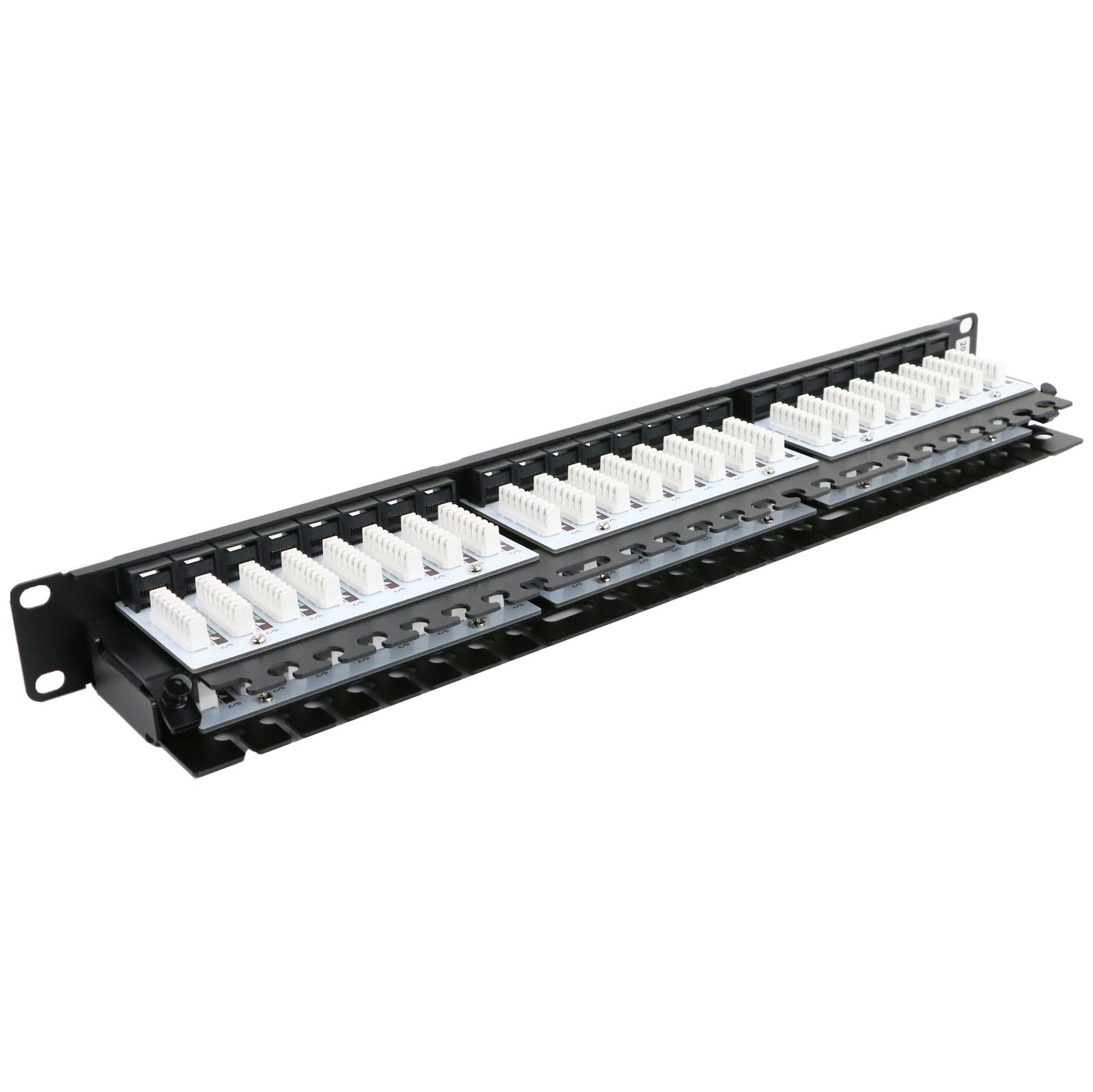 Excel 48 Port Cat5e UTP Right Angled Patch Panel 1U Black