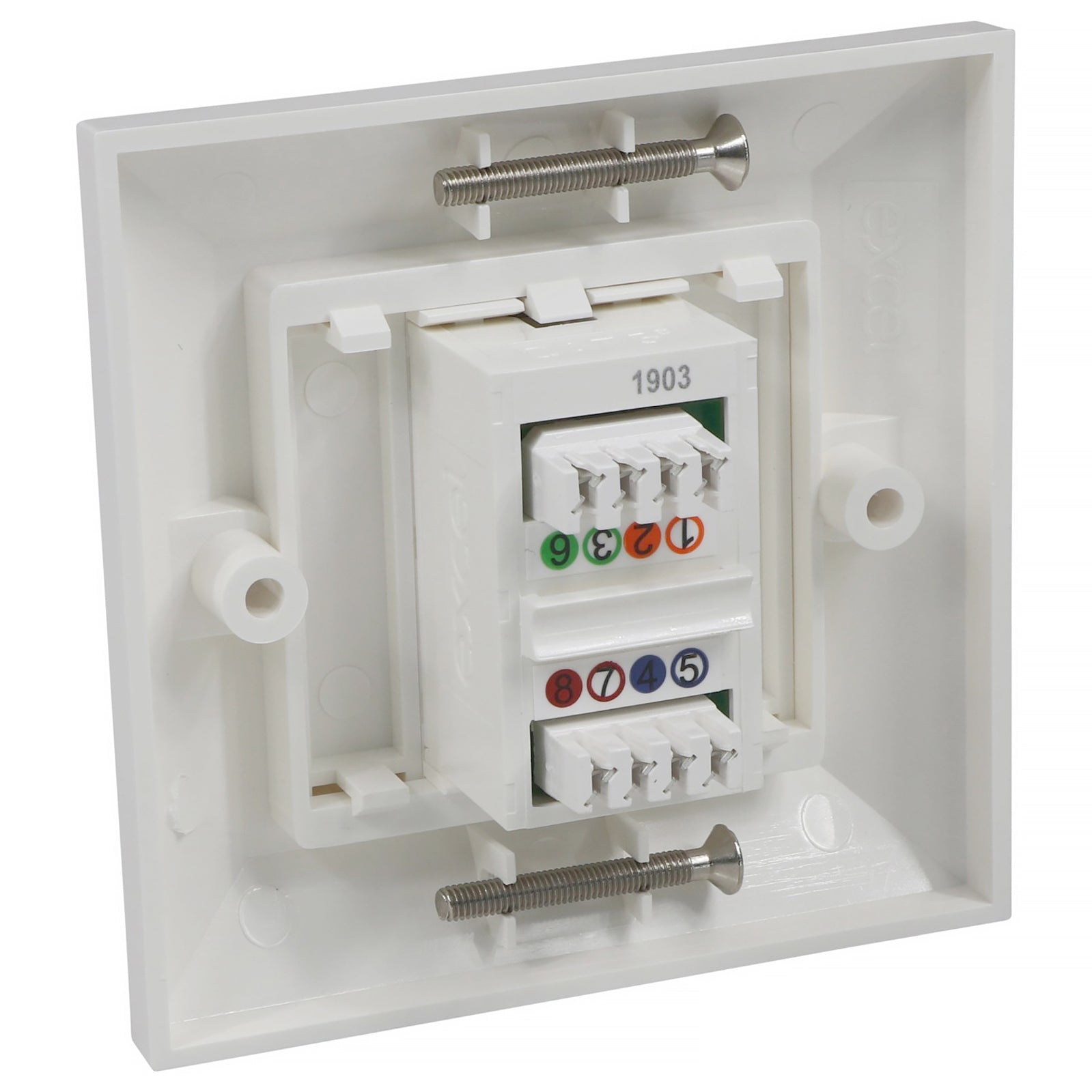 Excel Cat5e UTP Single RJ45 Euro Module With Bevelled Face Plate White