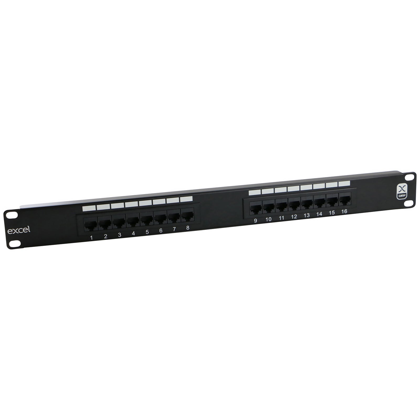 Excel 16 Port Cat5e UTP Patch Panel 1U Black